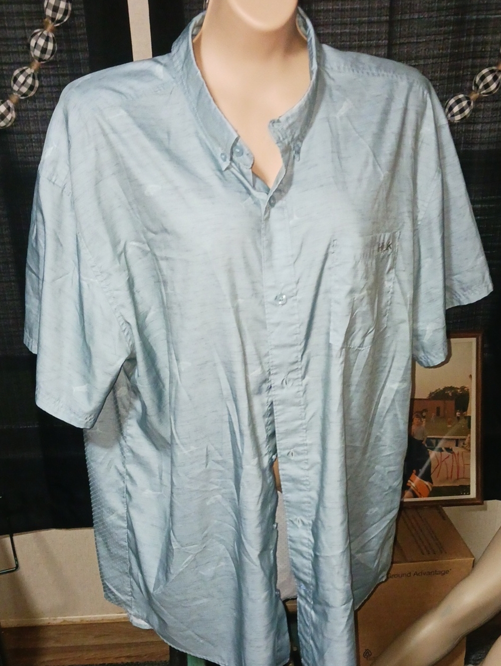 Huk Light Blue Short-Sleeve Button-Down Shirt